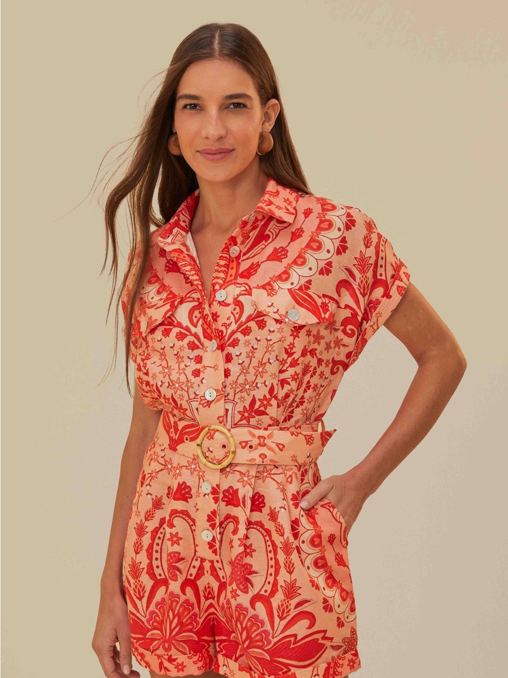 Red Jaipur Romper